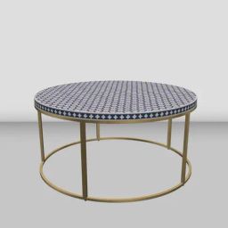 Casagold Georgia Inlay Indigo Blue Coffee Table with Metal Stand - Targua-image-80