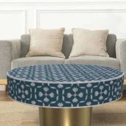 Casagold Floral Inlay Teal Blue Round Coffee Table-image-19