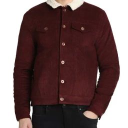 Simon Carter London Maroon Regular Fit Denim Jacket-image-66