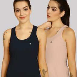 Friskers Navy & Pink Cotton Sports Tank Top - Pack Of 2-image-79