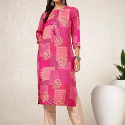 Soch Pink Printed Straight Kurta-image-56