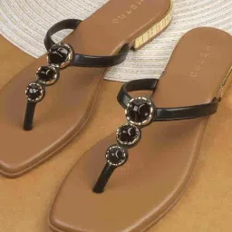 Metro Women's Black T-Strap Sandals-picture-12