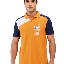 Being Human Yellow Regular Fit Colour Block Polo T-Shirt-15