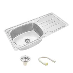 LIPKA 42x20x9 inch Glossy Finish Stainless Steel Single Bowl Kitchen Sink with Drain Board, RBSD05-image-64