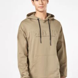 Street 808 By Pantaloons Green Cotton Loose Fit Texture Hooded Sweatshirt-image-64