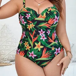 Plus Curvves Printed Swimwear Bodysuit-image-52