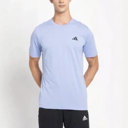 Adidas Blue Regular Fit Logo Printed Sports T-Shirt-image-66