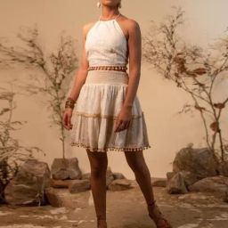 LABEL REYYA Off White Tribal White Boho Skirt-image-3