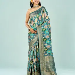 Mohey Blue Art Silk Printed Saree-picture-21