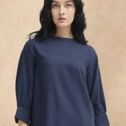 RAREISM Navy Blue Polyester Solid Top-picture-45