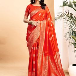 KALINI Ethnic Motifs Woven Design Zari Banarasi Saree-image-23