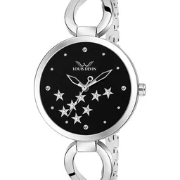 LOUIS DEVIN Women Brass Embellished Dial & Stainless Steel Bracelet Style Straps Analogue Watch-image-18