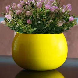 Decorcity Yellow Metal Round Planter-50