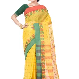 DipDiya Woven Design Pure Cotton Taant Saree-picture-34
