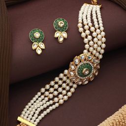 Jazz and Sizzle Gold-Plated Kundan Stone-Studded & Beaded Jewellery Set-56