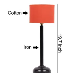 Devansh Orange & Black Solid Traditional Buffet Table Lamp with Shade image 2