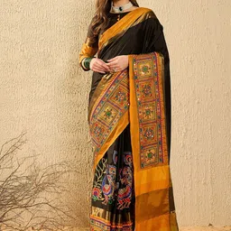 DIVASTRI Floral Embroidered Banarasi Saree-image-16