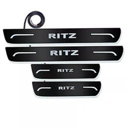 Auto Pearl Car Door Foot Step Led Sill/Scuff Plates Mirror Finish Black Compatible For Maruti Suzuki Ritz T1 (2012-2014), LEDBlklPLATE_Blk_RitzT12012_14 (Set of 4)-16