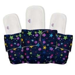 Mylo Baby Freesize Adjustable Cloth Diapers with 3 Free Insert Oeko Tex Certified Pack of 3 Twinkle Print - Multicolour-26