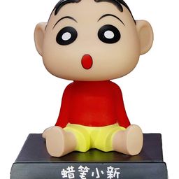 Awestuffs Shinchan Phone Holder Car Decoration Bobblehead Action Figure - Height 12 cm-1