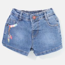 Babyhug Mid Thigh Length Washed Stretchable Denim Shorts - Blue-picture-10