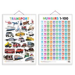 Set of 2 Transport and Numbers Early Learning Educational Charts- English-12