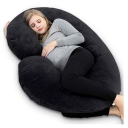 Fun Homes Cotton Ultra Soft Hollow Fibre C Shaped Maternity Pillow - Black-image-10