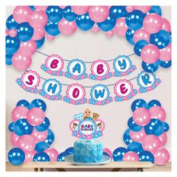 Zyozi Baby Shower Decorations Combo with Banner Balloons Cake Topper Blue  Pink - Pack Of 27-image-99