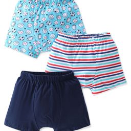 Babyhug 100% Cotton Briefs Striped & Football Printed Pack of 3 - Blue-picture-21