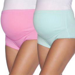 The Mom Store Pack Of 2 Solid Belly Support Maternity Panties  - Pink & Blue-image-18