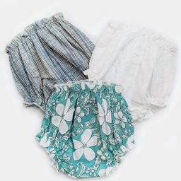 Halemons Pack of 3 Pure Cotton Striped & Floral Printed Bloomers - Sea Green-image-1