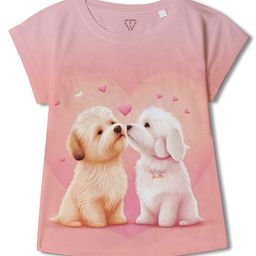 Wear Your Mind Half Sleeves Puppies Printed Tee - Pink-picture-24
