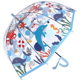 Little Surprise Box Sea Animal Theme Dome Shape Transparent Umbrella - Light Blue-14