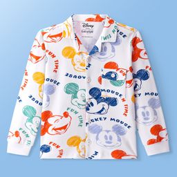 Babyoye Disney Cotton Knit Full Sleeves Mickey Mouse Printed Shirt  with Pocket - White-image-55