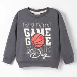 Lazy Bones Looper Knit Full Sleeves T-Shirt with Text Print - Grey-image-27