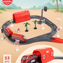 Play Nation Rescue Train Set Red - 51 Pieces-17