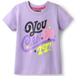 Pine Kids Cotton Knit Half Sleeves T-Shirt with Text Print - Lavender-picture-40