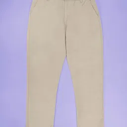 Kiddopanti Cotton Woven Solid Twill Regular Fit Chinos Pant With Adjustable Waist Elastic - Beige-picture-19