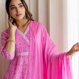 SANISA Women Ethnic Motifs Printed Angrakha Kurta with Trousers & With Dupatta-picture-40