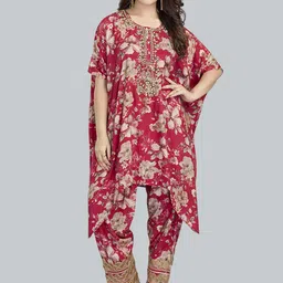 FANTASIA Embroidered Round Neck Kaftan Tunic With Trousers Co-Ords-image-27