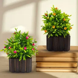 Asharya Multicoloured Artificial Plant With Pot - 2 Pieces-2
