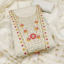 LeeliPeeri Designer Floral Embroidered Chanderi Silk Butti Unstitched Dress Material-picture-54