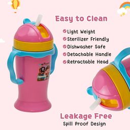 Adore Grippo Straw Sipper with Retractable Head & Twin Handle-250ml image 3