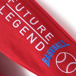 Zero Interlock Knit Full Length Lounge Pants with Text Print - Red image 3