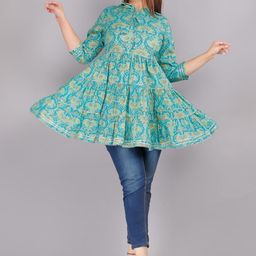 Jyoti Women Floral Printed Lace Insert Longline Top-image-13