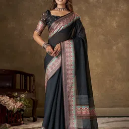 KAYOMMI Pure Linen Bhagalpuri Saree-image-27