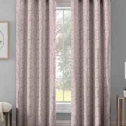 Aura Rose Gold Set of 2 Floral Room Darkening Long Door Curtain-9