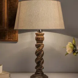 Homesake Brown Classic Twister Table Lamp with Khadi Shade (Bulb Included) - Set of 1-21
