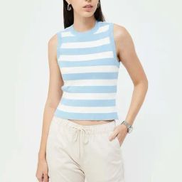 Code by Lifestyle Blue & White Striped Top-image-72