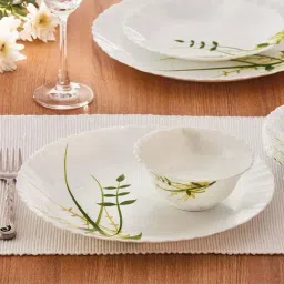 Larah by Borosil Green Herbs 14 Piece Opalware Dinner Set-10